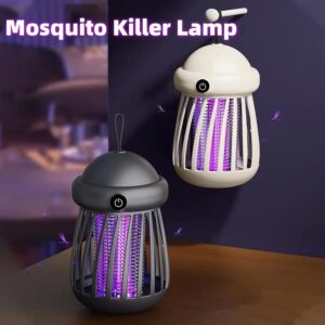USB rechargeable mosquito killer lamp in gray and white with purple UV light
