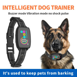 Waterproof IP67 dog bark collar with adjustable strap black and white