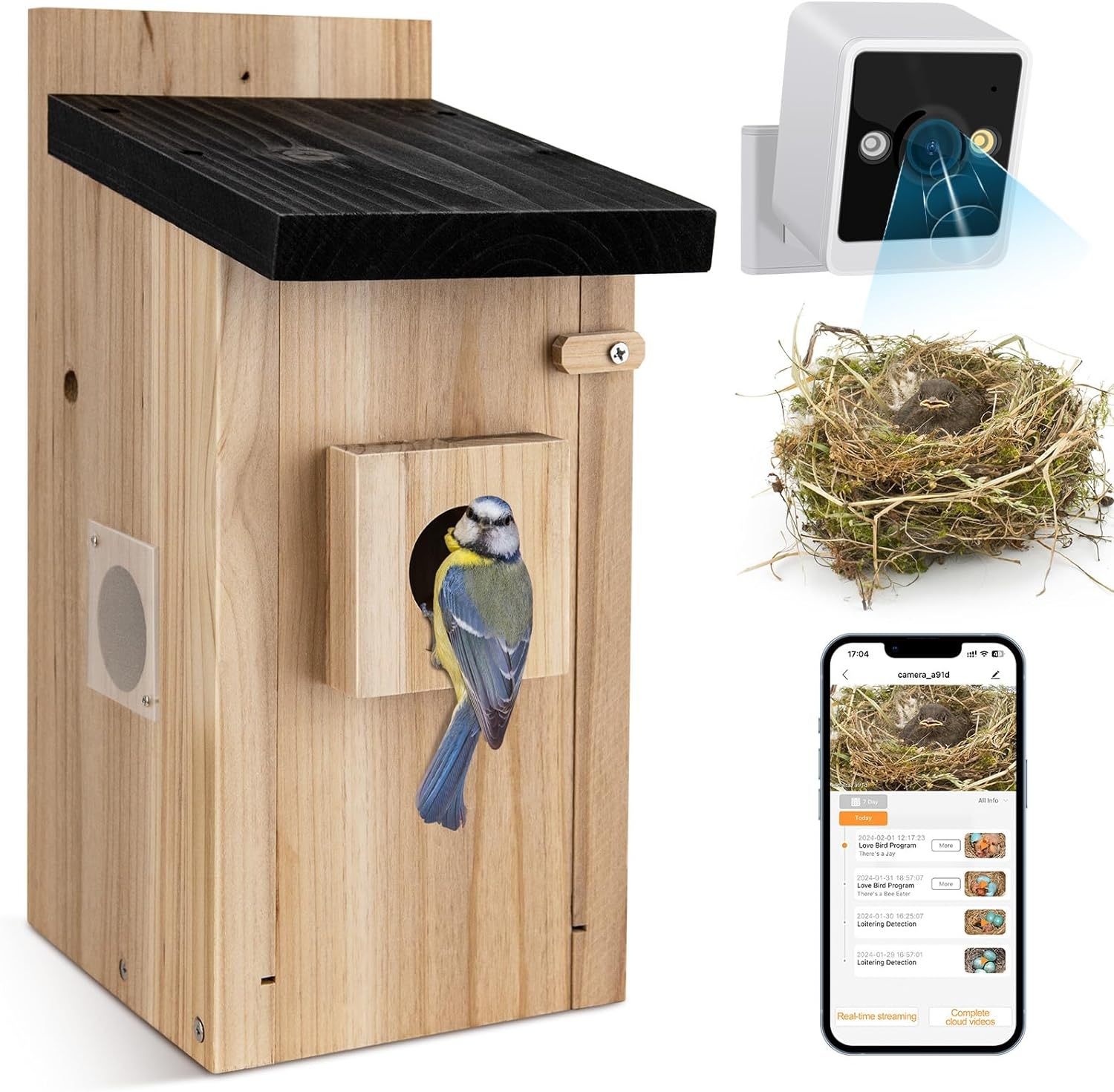smart wooden birdhouse with 3MP camera and phone app preview smart wooden birdhouse with 3MP camera and phone app preview