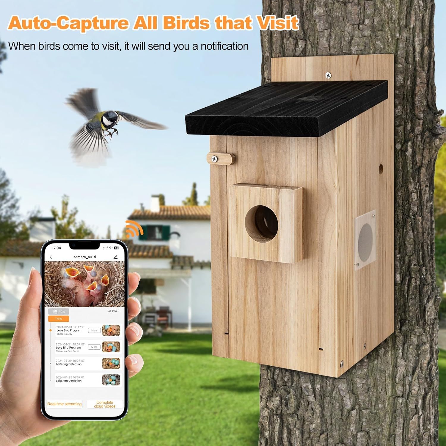 smart wooden birdhouse with 3MP camera and phone app preview smart wooden birdhouse with 3MP camera and phone app preview